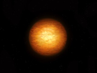 Wall Mural - brown dwarf in space. half star - half planet on a black background. hot gas giant.
