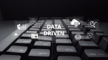 Poster - Data-driven decision-making empowers business through analytics, datum collection, and AI systems. Data driven tools support cloud data processing and data visualization across datum platforms. Muxer