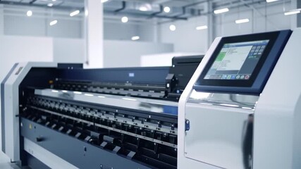 Poster - Large Format Printer in White Manufacturing Setting with Touch Screen and Black Print Head Offers Precision Printing