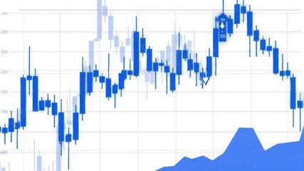 Poster - Stock Chart with Blue and White Candlesticks Displaying Market Trends in a White Background for Financial Analysis and