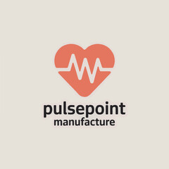 Poster - modern medical heartbeat logo design for pulsepoint manufacture showing a red heart symbol on a ligh