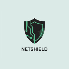 Poster - Modern netsheild logo design featuring a shield symbol illustrating protection and cyber security services