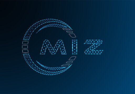 MIZ low poly letter logo vector design. MIZ lower poly logo design. Low poly logo.