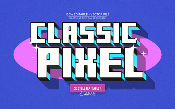 Classic Retro Vintage Pixel 3D Text Effect for Poster, Logo and T-Shirt Template
