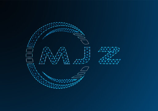MJZ low poly letter logo vector design. MJZ lower poly logo design. Low poly logo.