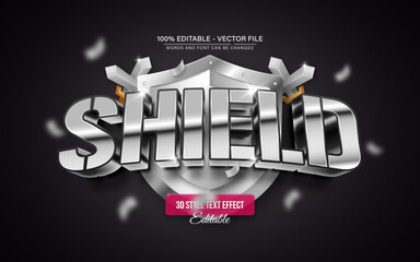 Fototapete - Shield Silver 3D Text Effect Editable
