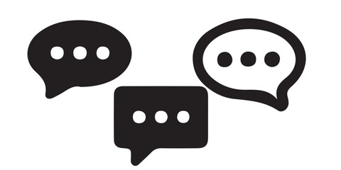 Poster - A collection of three speech bubbles in black and white representing communication and dialogue icons