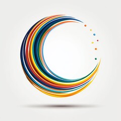 Poster - Abstract Multicolored Crescent Design with Rainbow Lines