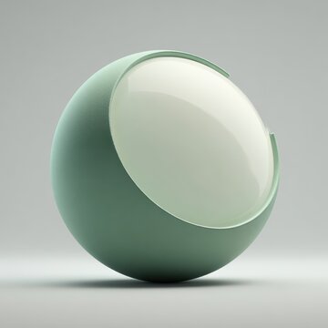 Abstract Pale Green Sphere with White Interior 3D Render