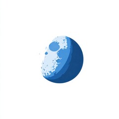 Fototapete - Blue Pixel Art Half Moon Illustration on White Background