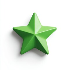 Fototapete - Bright Green 3D Five Pointed Star on White Background