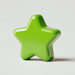 Fototapete - Bright Green 3D Star on White Background