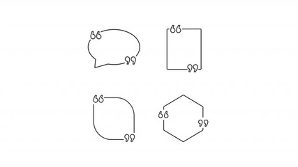 Poster - Message punctuation line animation set. Text commas animated icons. Citation marks, online communication. Chatting, conversation. Outline elements on white background. HD video with alpha channel