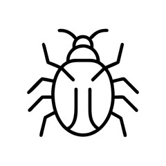 Poster - Illustration of a beetle with six legs and antennae in black outline on a white background vector graphic