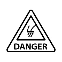 Poster - Danger sign depicting falling person from height in black triangle with danger text label below