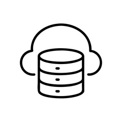 Poster - Cloud database icon with three layers and a cloud shape in black outline on a white background