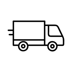 Poster - Illustration of a delivery truck with a rectangular cargo area and two wheels in a simple outline style