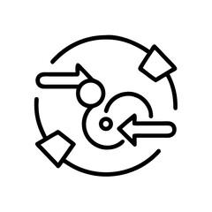 Poster - Circular diagram with arrows and geometric shapes indicating process and workflow illustration icon