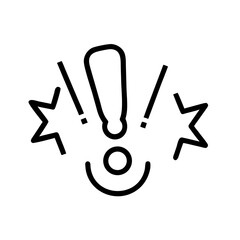 Poster - Illustration of an exclamation mark with stars and a smiling face in black outline style design