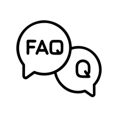 Poster - Illustration of two speech bubbles with the words faq and q inside in a black outline style design