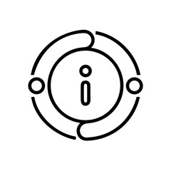 Poster - Information symbol inside a circle with two circular arrows and two small circles around it icon