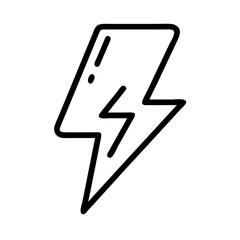 Poster - Illustration of a black outline lightning bolt with a jagged shape on a plain white background view