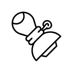 Poster - Illustration of a tattoo machine with a bulbous ink reservoir and a curved needle guide design style