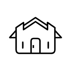 Poster - A minimalist line drawing of a house with a distinctive roof and a simple door and window design element
