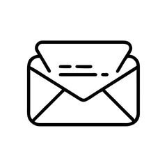 Poster - Outline illustration of an open envelope with a letter inside showing some text on the paper message