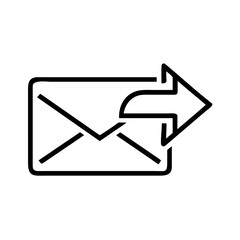 Poster - Outline of an email envelope with a right arrow indicating sending or forwarding functionality icon