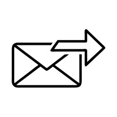  - An illustration of a black outline of an envelope with an arrow moving to the right side of it