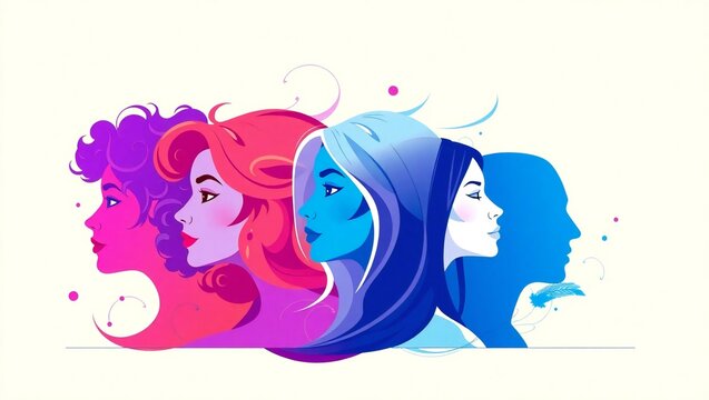 Diverse women s profiles illustrating individuality and connection