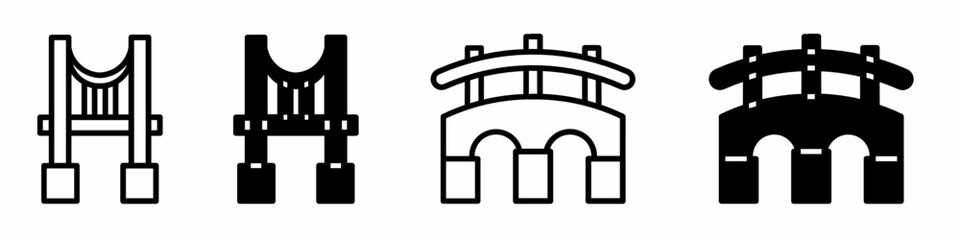 Poster - Silhouette of Bridge icon illustration on white background. Bridge icon set for business. Stock vector.
