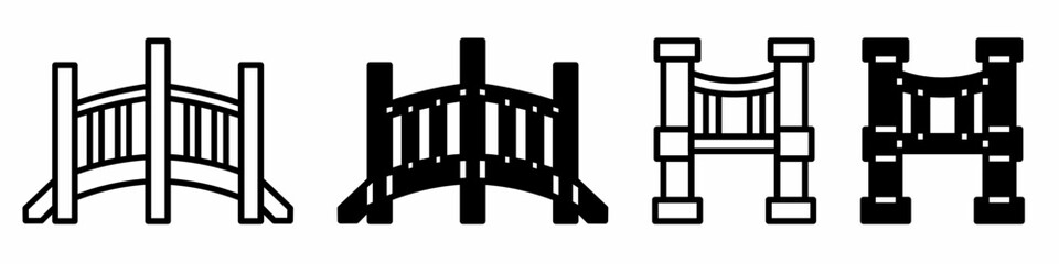 Poster - Silhouette of Bridge icon illustration on white background. Bridge icon set for business. Stock vector.