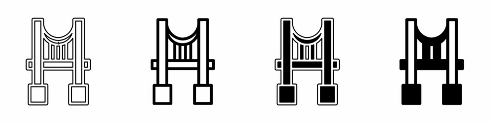 Poster - Black and white illustration of a bridge. Bridge icon collection with line. Stock vector illustration.