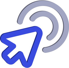 Fototapete - 3d blue cursor arrow interacting with grey wi fi signal waves on a white background
