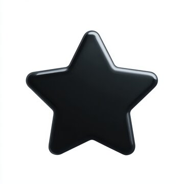 Glossy Black 3D Star on White Background