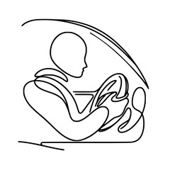Aufkleber - Abstract figure driving a car in single line outline vector style  