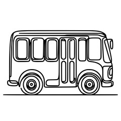Poster - Single line outline vector bus illustration in minimalist design  
