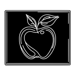 Aufkleber - Single line outline vector apple design on black background  