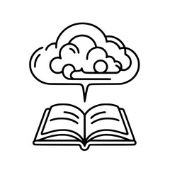 Poster - Open book with cloud above symbolizing knowledge and ideas  