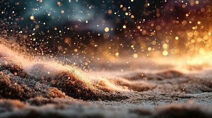 Fototapete - Sparkling particles on a textured surface.