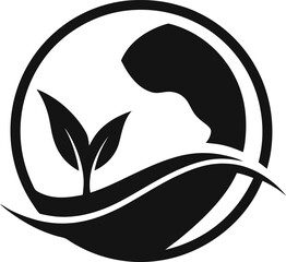 Wall Mural - Girl holding a flower silhouette with butterfly and nature elements in simple black vector style