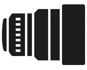Aufkleber - Clean black silhouette of a camera lens design perfect for photography and digital art