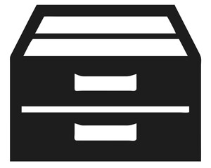 Aufkleber - Clean black silhouette design of a closed file cabinet drawer illustrating organization