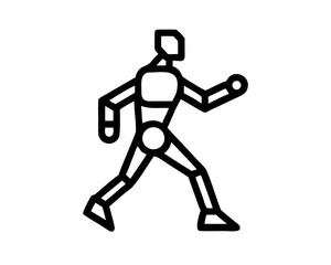 Aufkleber - Minimalist black silhouette design of a bipedal robot in walking action