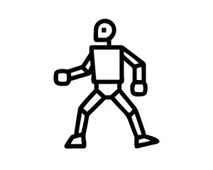 Aufkleber - Minimalist black silhouette of a walking robotic bipedal creature design