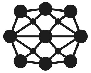 Aufkleber - Minimalist silhouette design of interconnected network representing connections and technology