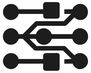 Aufkleber - Minimalist black vector silhouette representing an interconnected network or circuitry