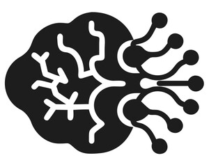 Aufkleber - Stylized black brain silhouette design with rounded neuron structures